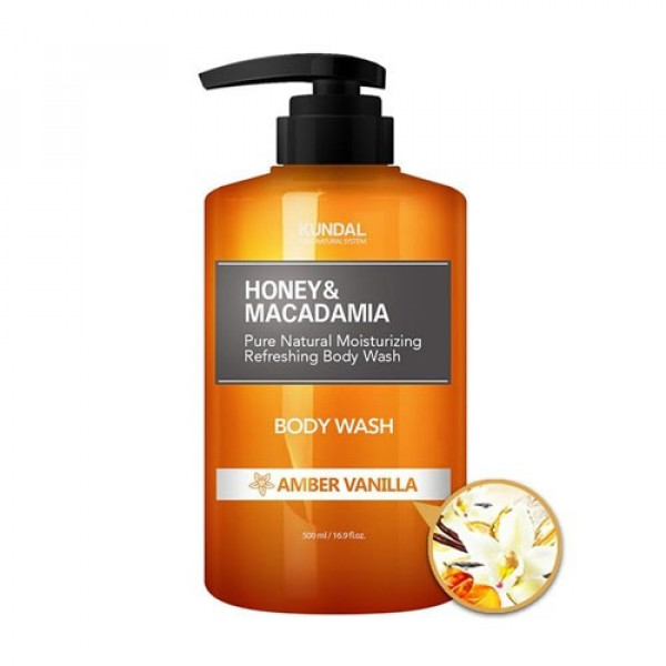 Гель для душа Янтарна ваніль Kundal Honey & Macadamia Body Wash Amber Vanilla 500ml