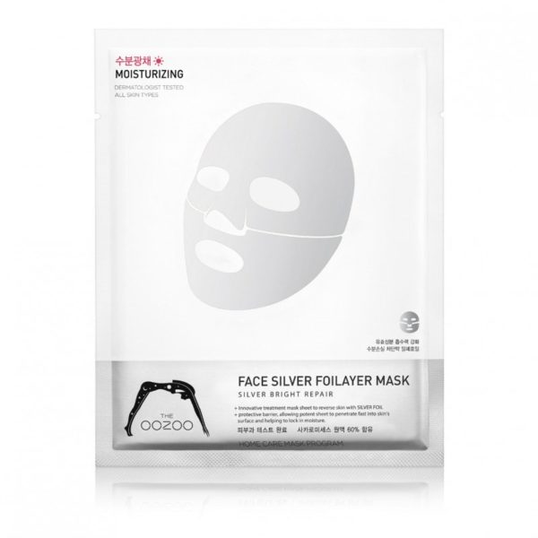 Срібна фольга 3-х шарова експрес-маска з термоеффектом з фулеренів The Oozoo Face silver foilayer mask