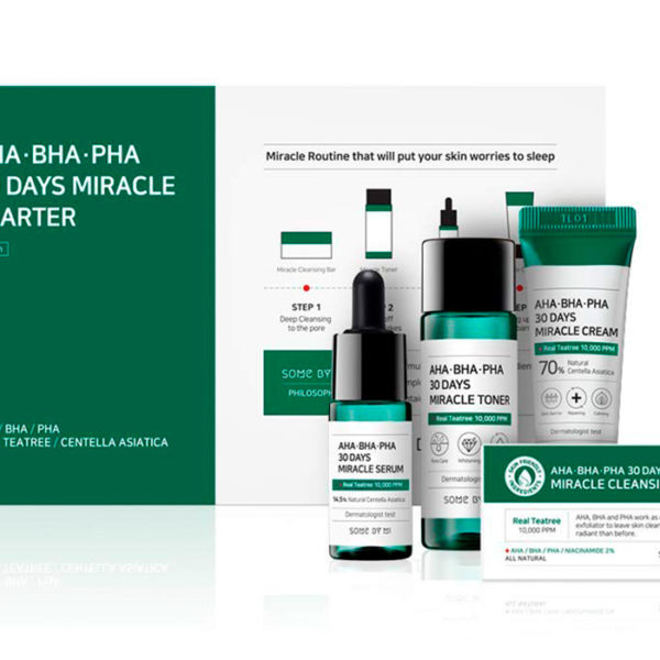 Набір міні-версій для лікування шкіри від прищів з кислотами Some By Mi AHA-BHA-PHA 30 Days Miracle Starter Mini Kit - 4 предмета