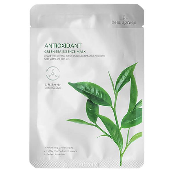 Есенціальна маска для обличчя з зеленим чаєм Beauugreen Antioxidant Green Tea Essence Mask - 23 мл