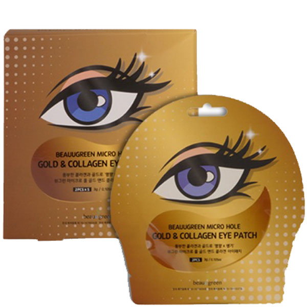 Патчі для очей з золотом і колагеном Beauugreen Micro Hole Eye patch Gold collagen, 1 пара