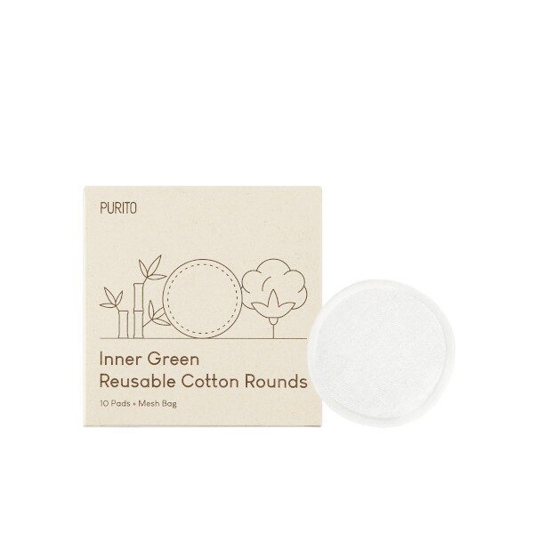 Багаторазові котонові диски для очищення обличчя Purito Inner Green Reusable Cotton Rounds 10 шт