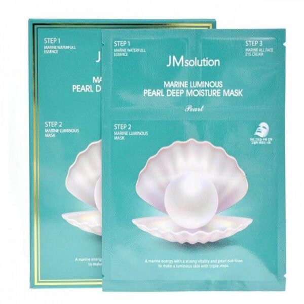 Набір засобів для обличчя з протеїнами перлів JMsolution Marine Luminous Pearl Deep Moisture Mask Pearl 27+1,5+1,5 мл