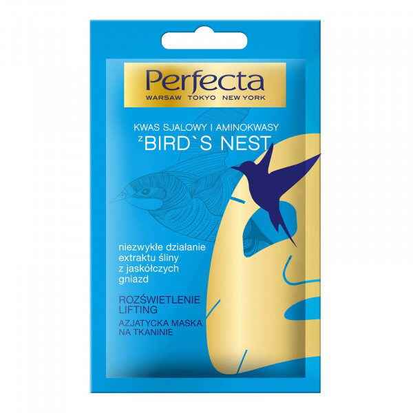 Вирівнююча тон тканинна маска для обличчя з ластівчиним гніздом Perfecta Bird’s Nest Asiatic Sheet Face Mask Illumination 20 мл