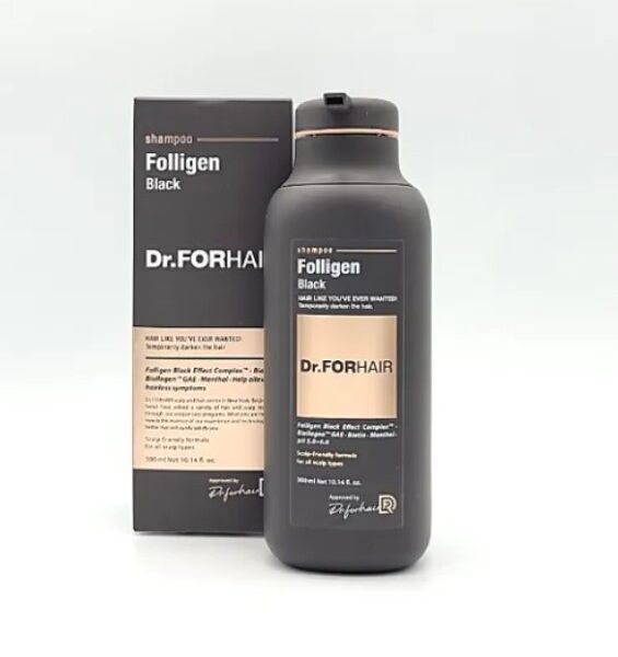 Шампунь для відновлення кольору сивого волосся Dr.Forhair Folligen Black Shampoo 300 мл
