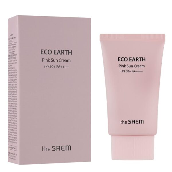 Легкий сонцезахисний крем The Saem Eco Earth Pink Sun Cream Ex Spf50+ Pa++++  50 г