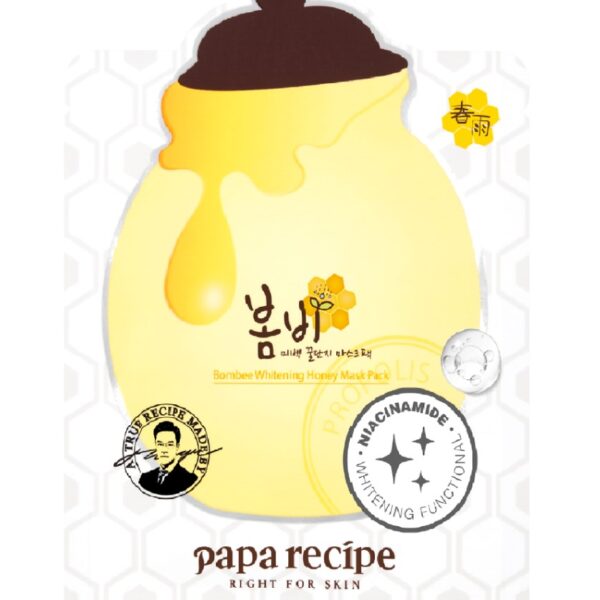 Освітлювальна тканинна маска з алмазною пудрою та екстрактом меду Papa Recipe Bombee Whitening Honey Mask 25 г