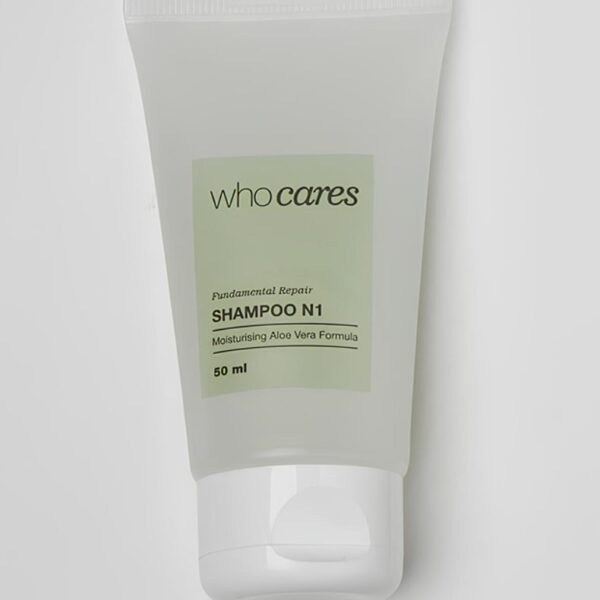 Мініатюра живильного шампуню для сухого та пошкодженого волосся WhoCares Fundamental Repair Shampoo №1,50 мл