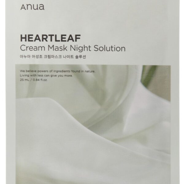 Зміцнююча нічна тканинна маска з керамідами та екстрактом хауттюйнії Anua Heartleaf Cream Sheet Mask Night Solution 25 мл