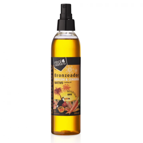 Олія бронзатор для тіла з екстрактом моркви Real Natura Oleo Bronzeador Urucum + Cenoura ( SPF15 ), 200 мл
