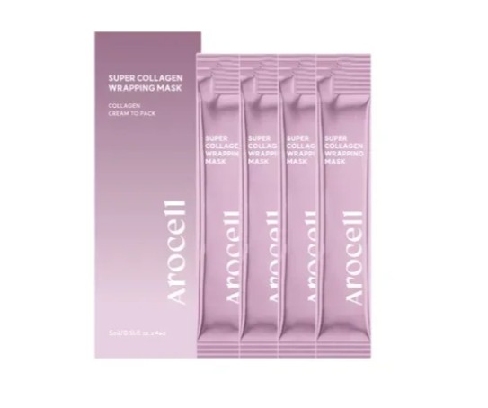 Маска-плівка з колагеном для зволоження та ліфтингу Arocell Super Collagen Wrapping Mask, 5 г * 4 шт